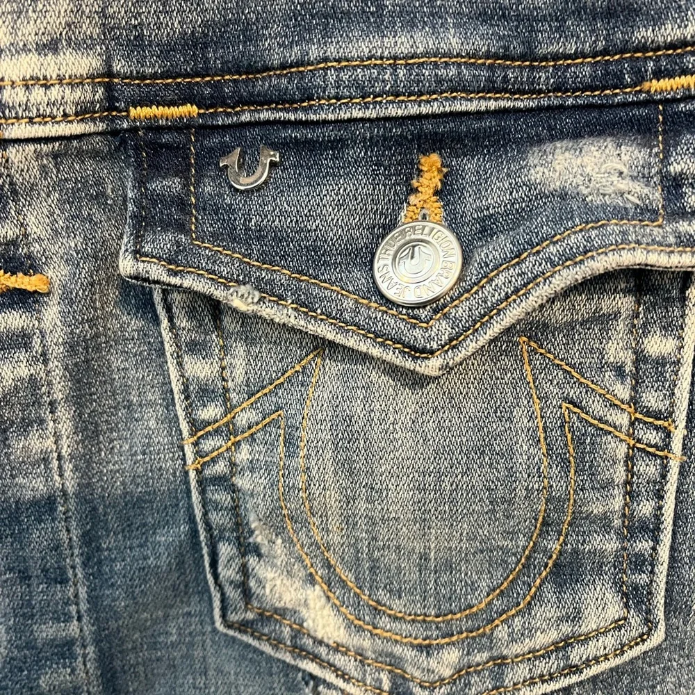 True Religion Women’s denim vest size Large Hippie Western Bohemian - Picture 4 of 6